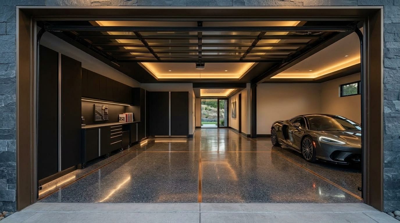 Lawson Garage Door Repair Interior View of Custom Garage Door Overhead and Workshop